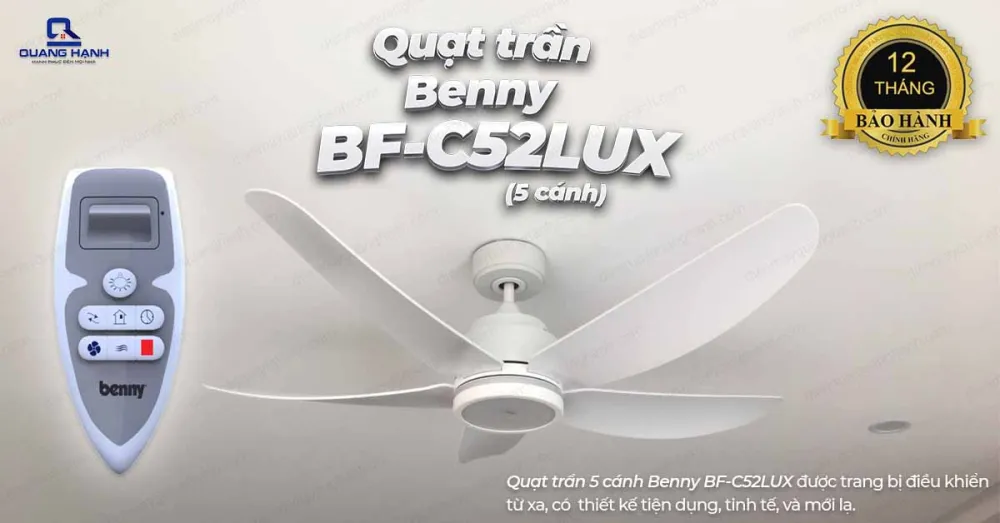 Quạt trần Benny BF-C52LUX đèn Led- màu trắng