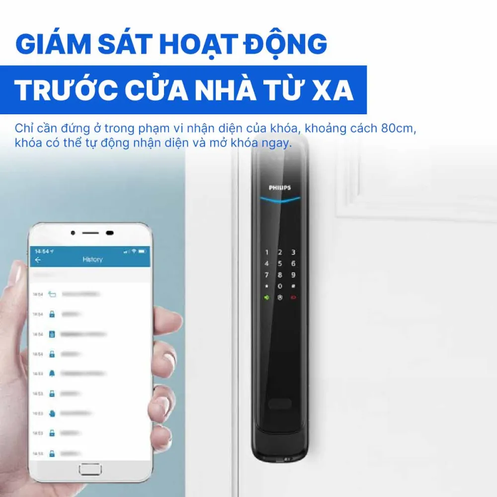Khóa điện tử nhận diện khuôn mặt Philips DDL702-8HWS