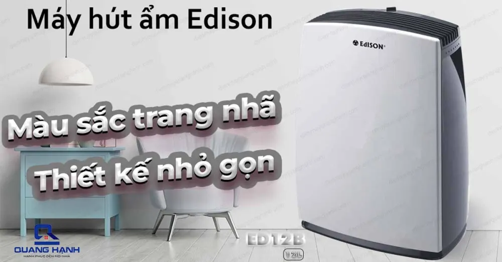 Máy hút ẩm Edison ED12B có thiết kế nhỏ gọn, tinh tế và hiện đại.