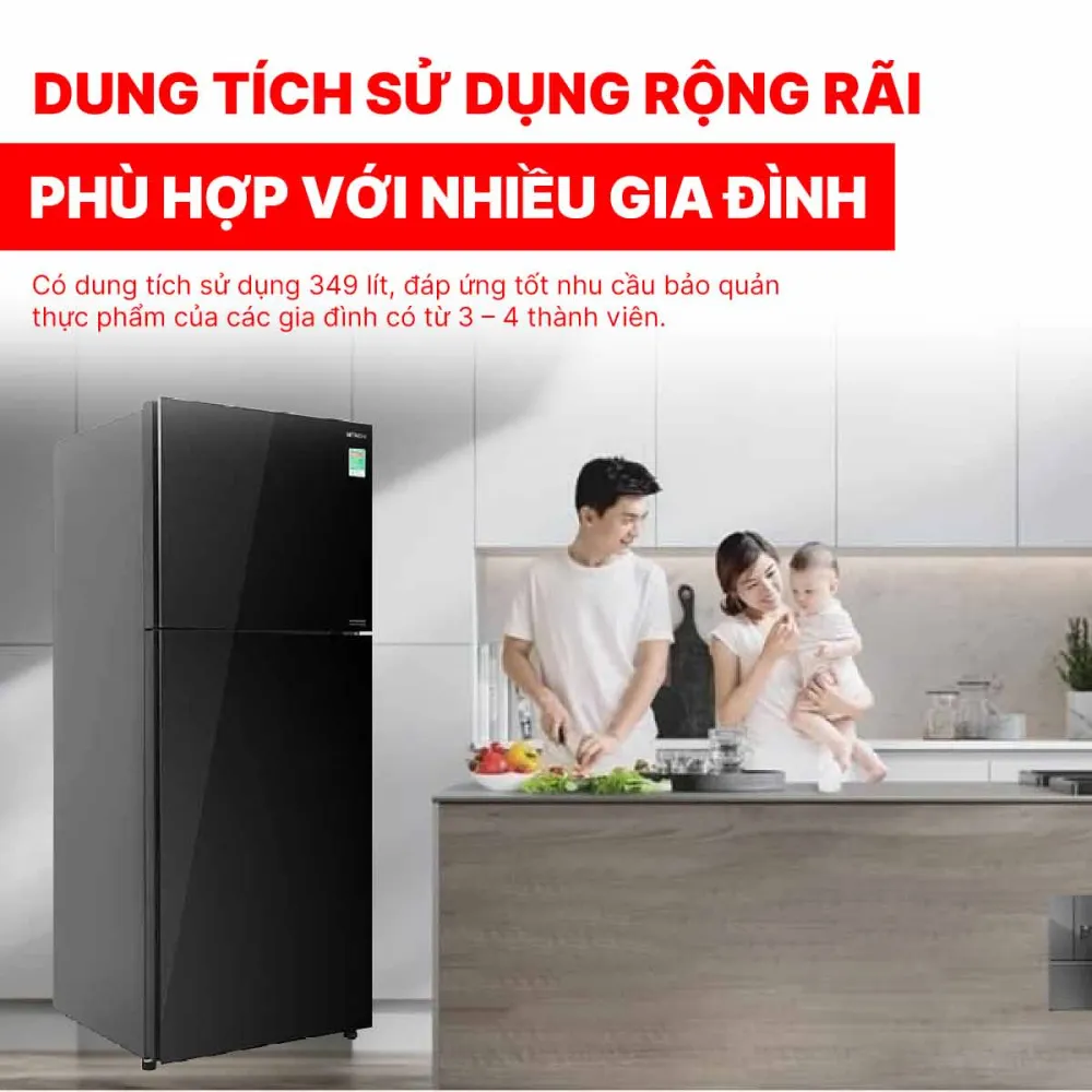 Tủ lạnh Hitachi Inverter 349 lít R-FVY480PGV0 GBK