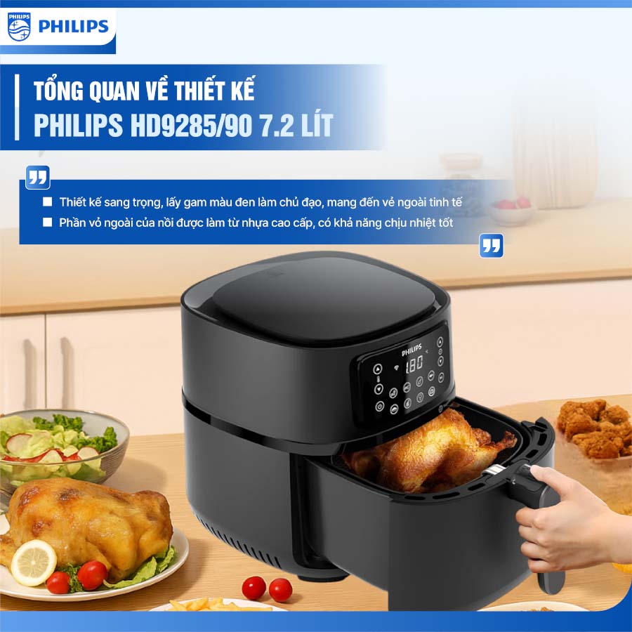 Dung tích lớn 7.2 lít, thiết kế sang trọng