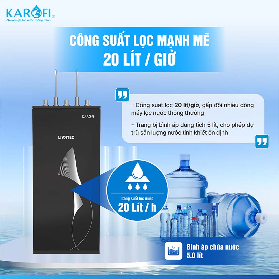 Máy lọc nước nóng lạnh Karofi Livotec 629