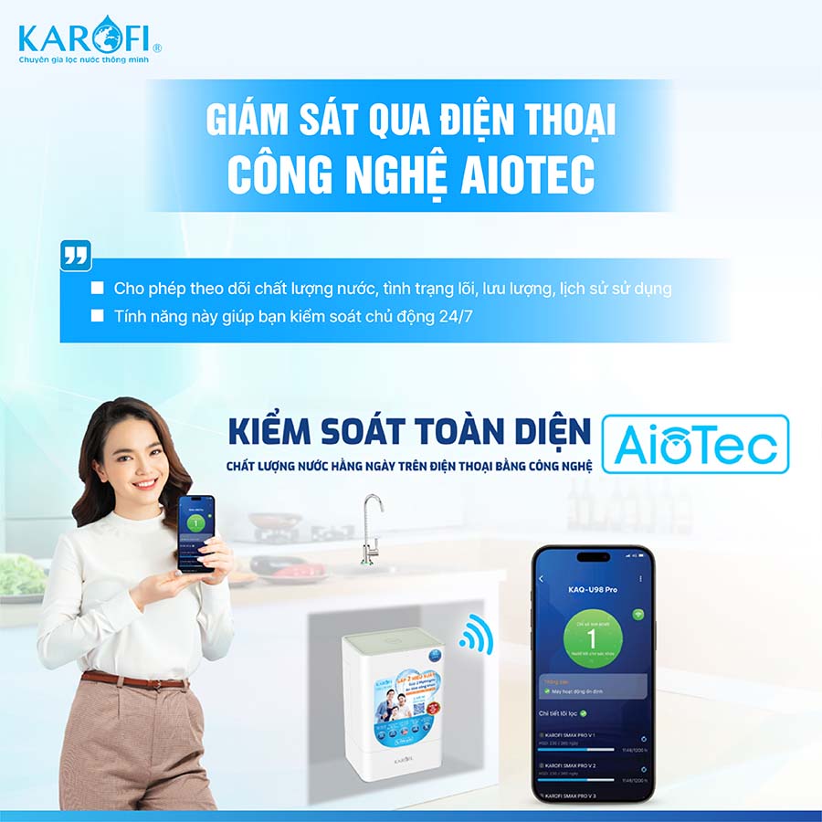 Máy lọc nước RO Karofi KAQ-U98 Pro
