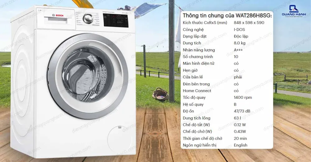 Máy giặt Bosch WAT286H8SG
