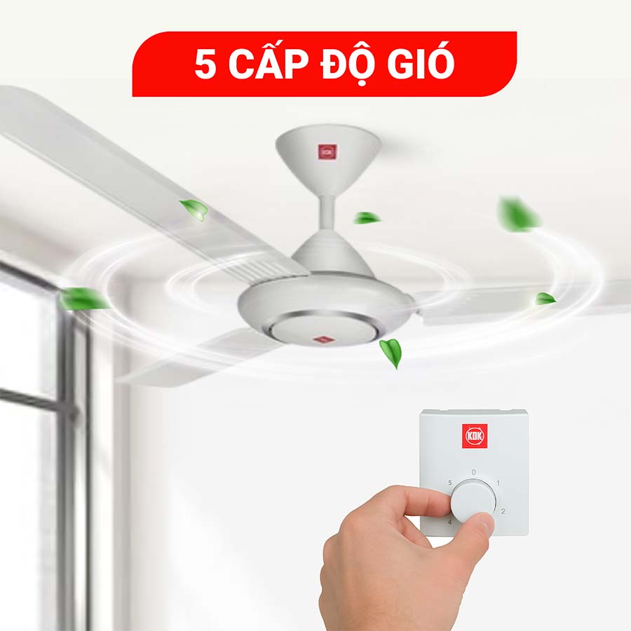 Quạt trần KDK M60XG 5 tốc độ gió