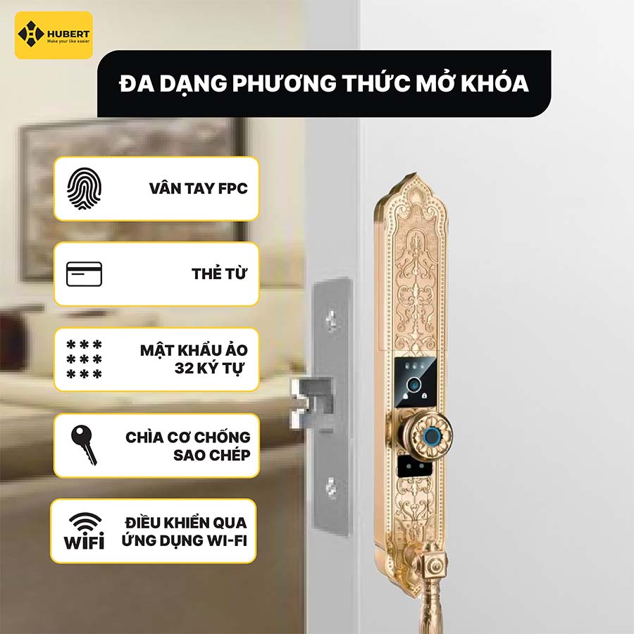 Khóa điện tử Hubert HB DS79F GOLD