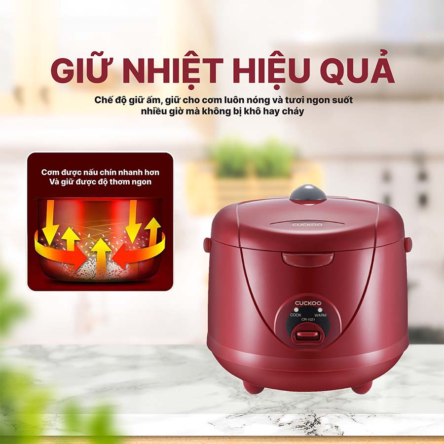 Nồi cơm điện Cuckoo CR-1021 dung tích 1.8 lít (Màu đỏ)