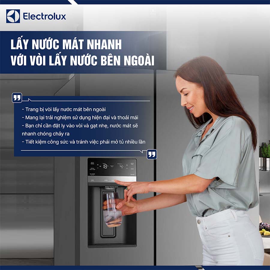 Tủ lạnh Electrolux Inverter 609 Lít EQE6879A-B