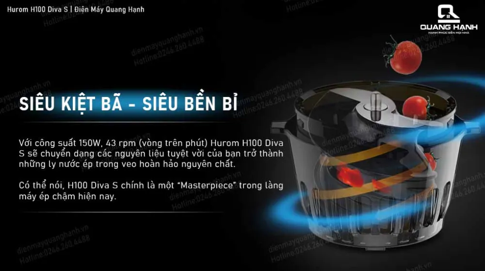 Máy ép chậm miệng rộng hurom h100
