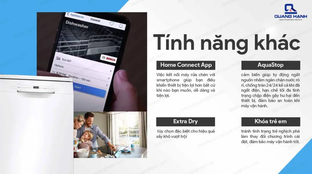 Các tính năng nổi bật trên dòng máy rửa bát Bosch