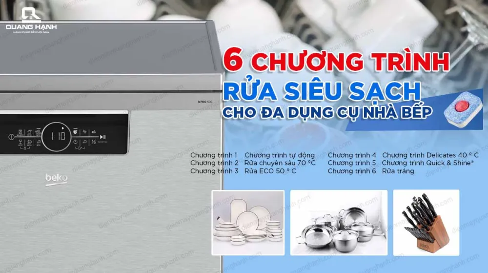 Các chương trình của máy rửa bát Beko