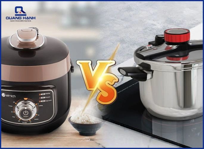 So sánh nồi áp suất điện và nồi áp suất cơ