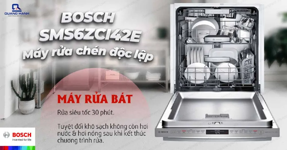 Máy rửa bát Bosch SMS6ZCI42E tích hợp đa dạng chương trình rửa