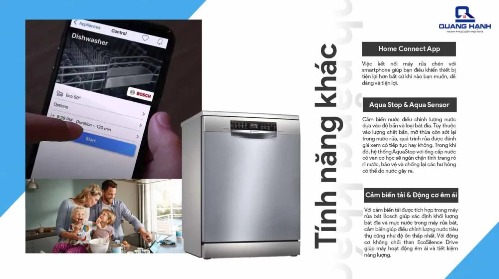 Máy rửa bát Bosch tích hợp đa dạng tiện ích