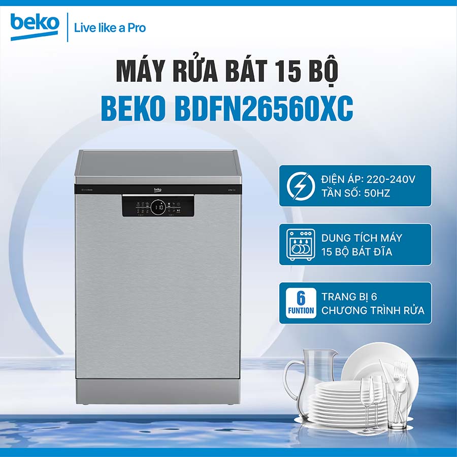 Máy rửa bát độc lập Beko BDFN26560XC