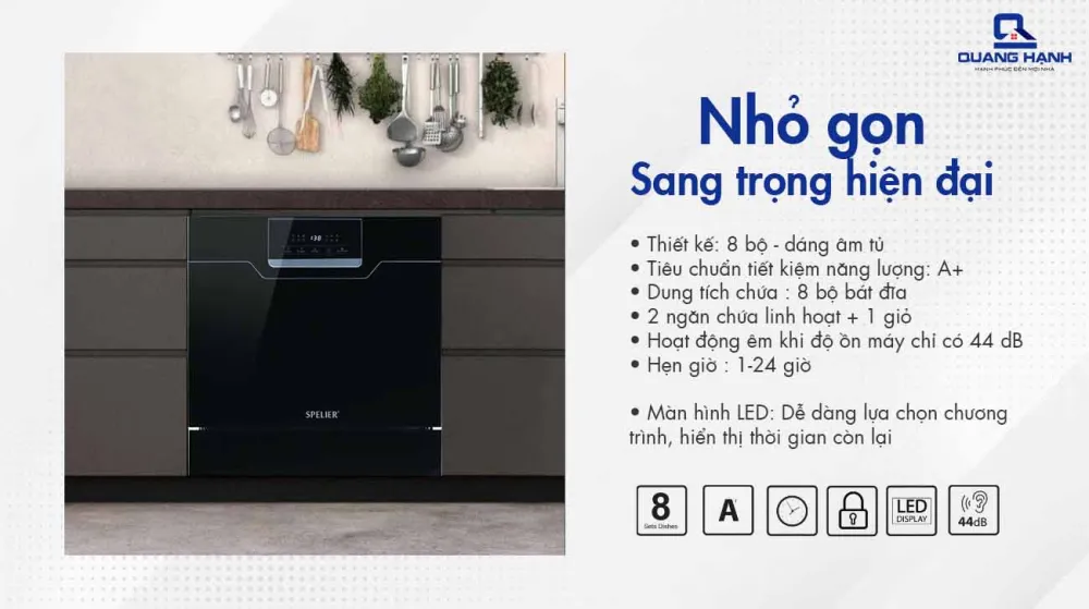 Thiết kế máy rửa bát Spelier nhỏ gọn, sang trọng
