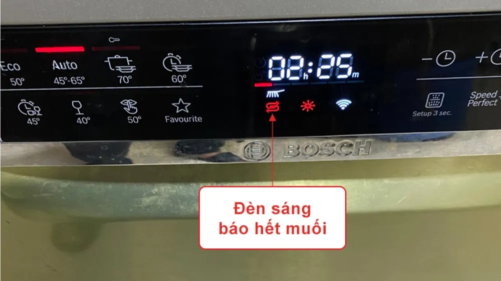 Đèn báo hết muối của máy rửa bát