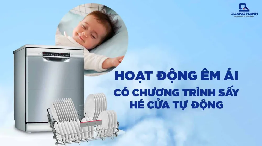 Máy rửa bát Bosch có sấy vận hành êm ái