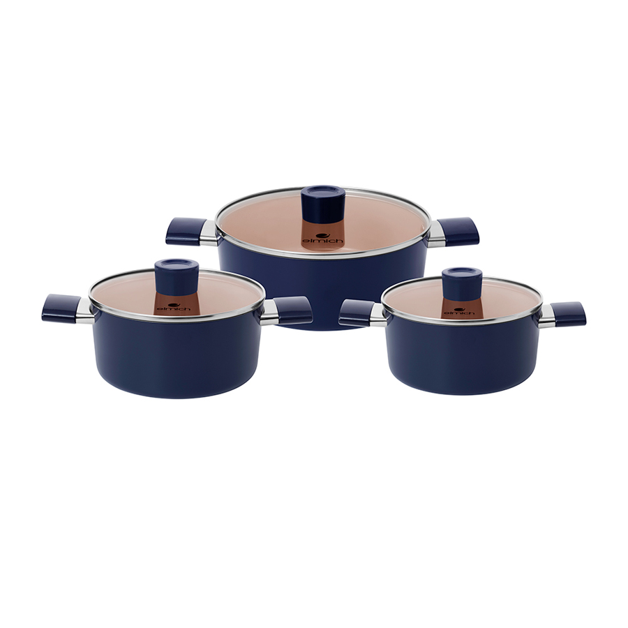 Bộ nồi chống dính Ceramic Elmich EL5240FD01 size 18,20,24cm - toàn cảnh sản phẩm