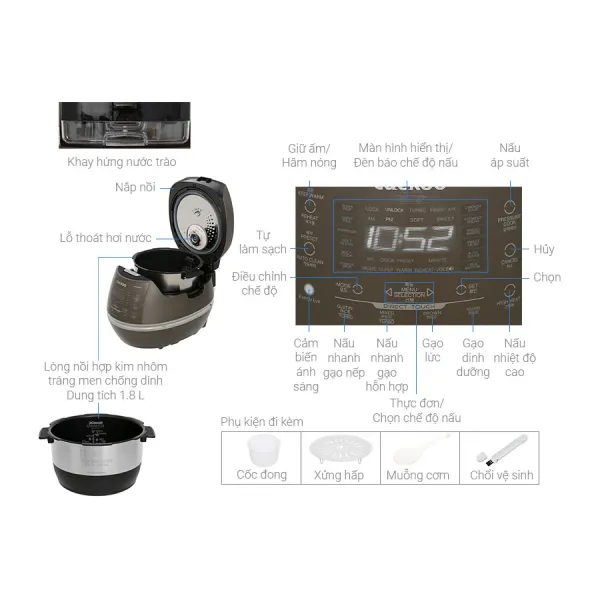 Nồi cơm điện cao tần Cuckoo 1.8 lít CRP- CHSS1009FN