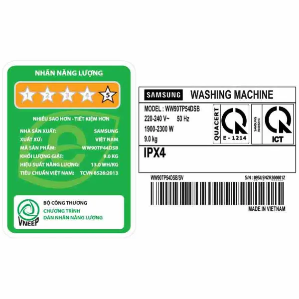 Máy giặt Samsung Inverter 9 kg WW90TP44DSB/SV
