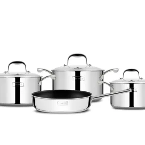 Bộ Inox cao cấp 3 lớp đáy liền Elmich Trimax XS EL-3744 size 18, 20, 24, chảo 26cm