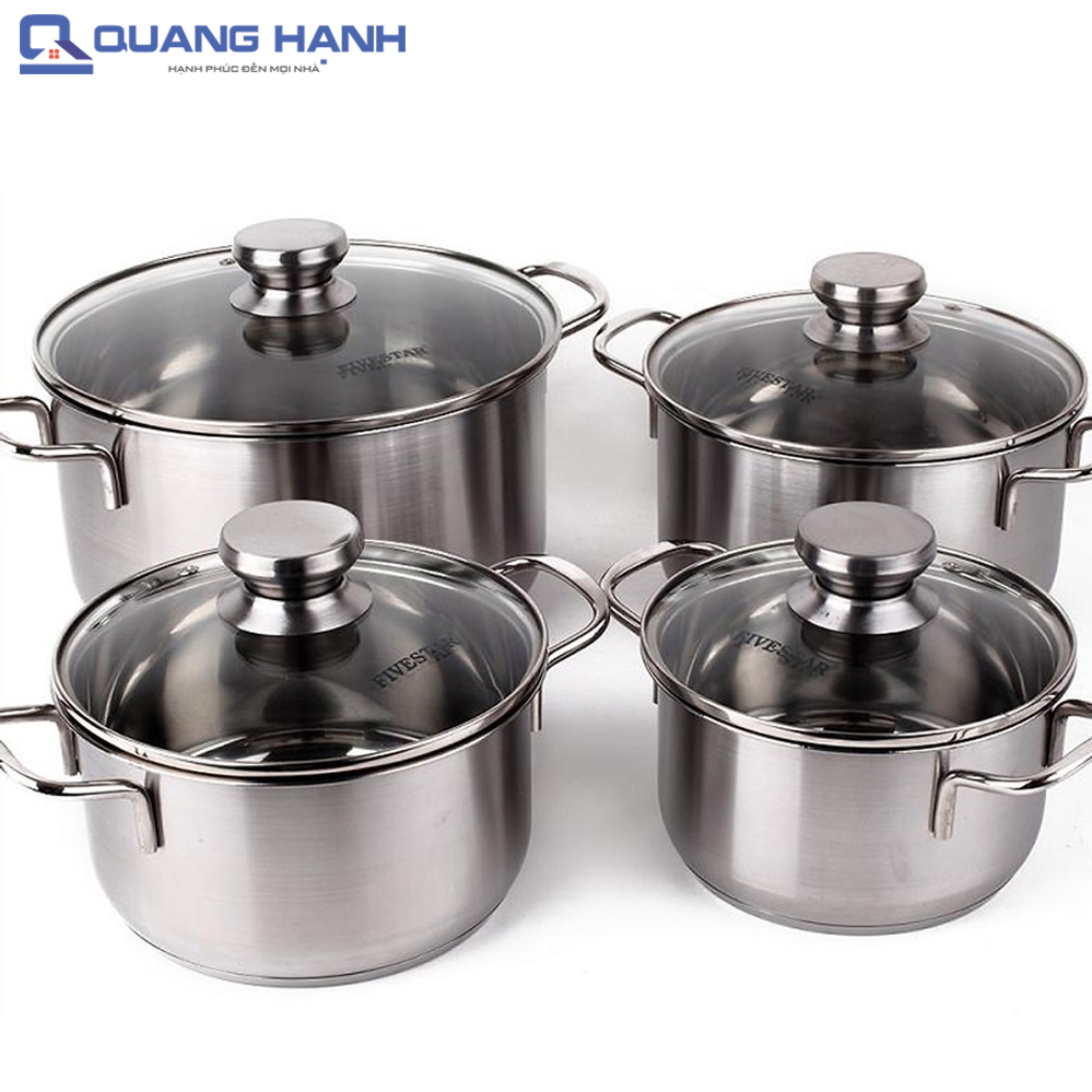 Bộ nồi 4 món Fivestar FS08CG inox 304 cao cấp vung kính - toàn cảnh sản phẩm