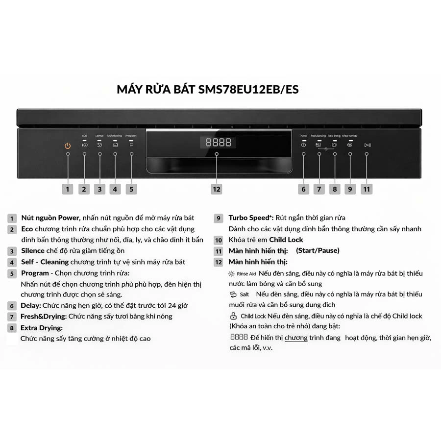 Máy rửa bát Eurosun SMS78EU12EB