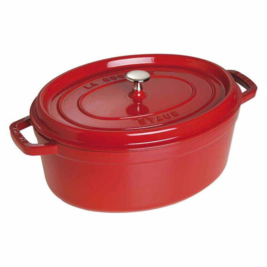Nồi gang oval Staub màu đỏ cherry 31cm – 5.5L - toàn cảnh sản phẩm