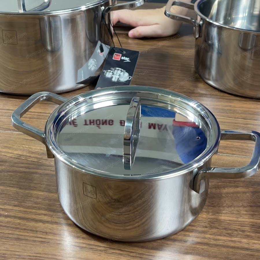 Ảnh thực tế Bộ nồi 4 món Fivestar nắp inox FS-B4LV-3L