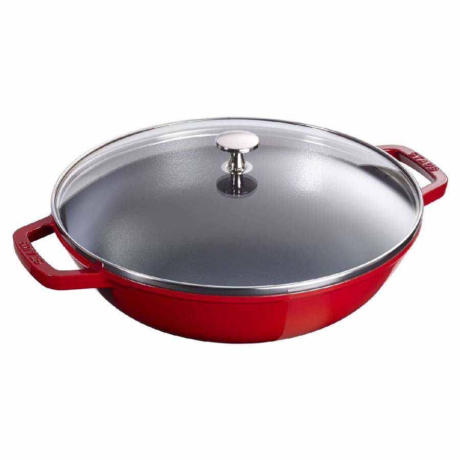 Chảo gang Staub Wok màu đỏ cherry 29cm – 4.25L - toàn cảnh sản phẩm