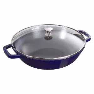 Chảo gang Staub Wok màu xanh đen 29cm – 4.25L
