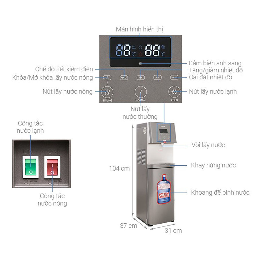 Cây nước nóng lạnh Toshiba RWF-W1830UVBV