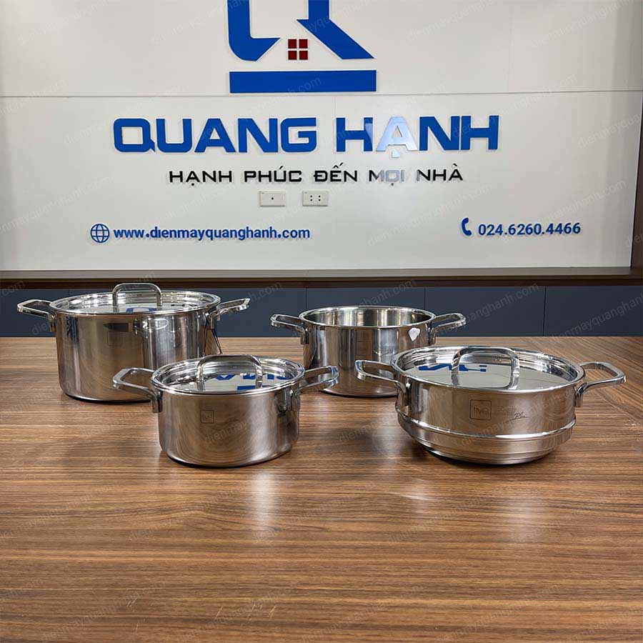 Ảnh thực tế Bộ nồi 4 món Fivestar nắp inox FS-B4LV-3L
