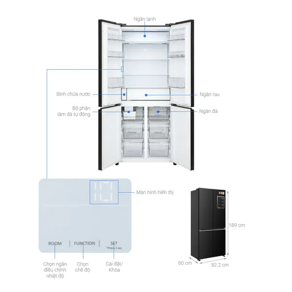 Tủ lạnh Panasonic Inverter 510 lít Multi Door NR-X561BK-VN​