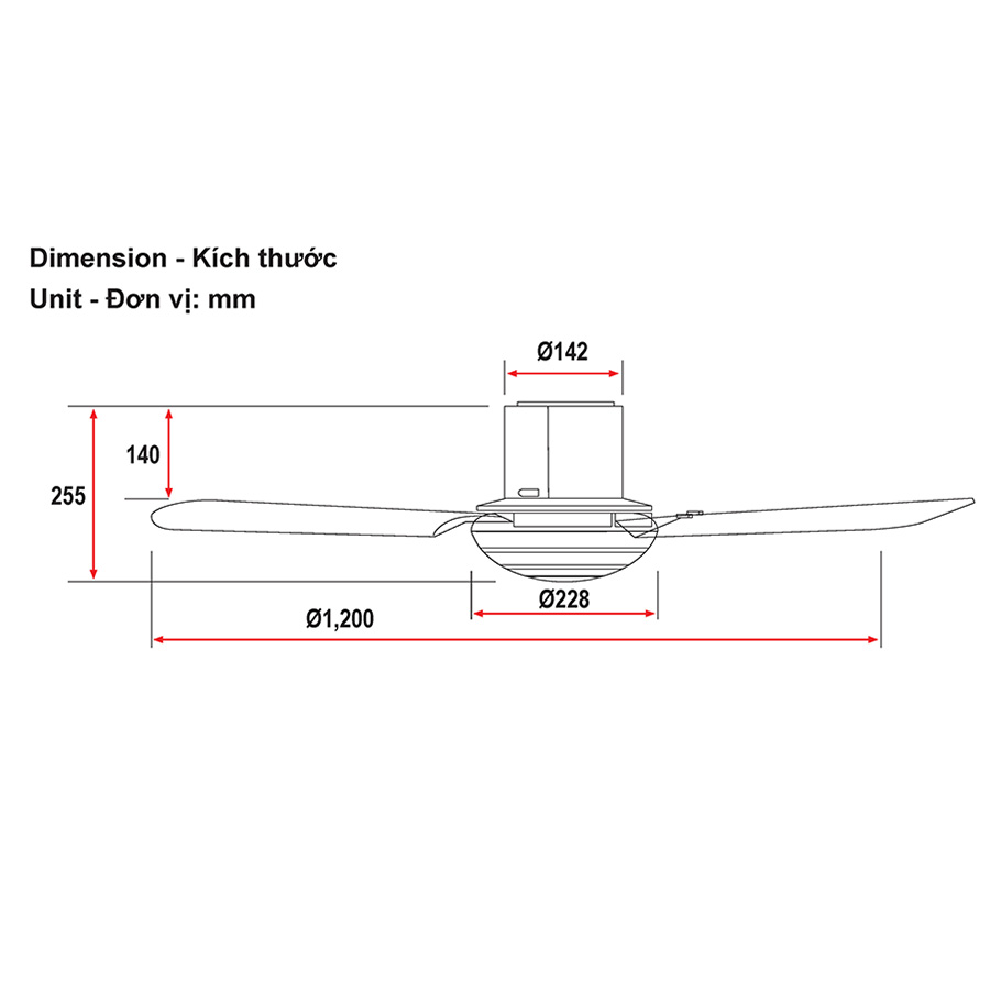 Quạt trần KDK R48SP có điều khiển từ xa