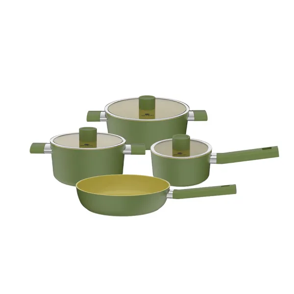 Bộ nồi chống dính Ceramic Elmich Olive EL5233OV04 quánh 16,nồi 20,24,chảo 26cm