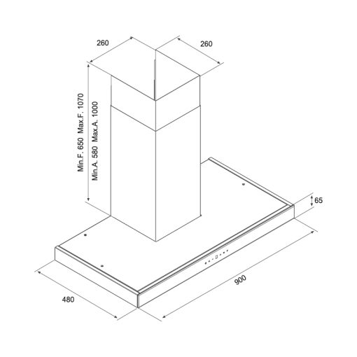Máy hút mùi áp tường Malloca Skylight F-213