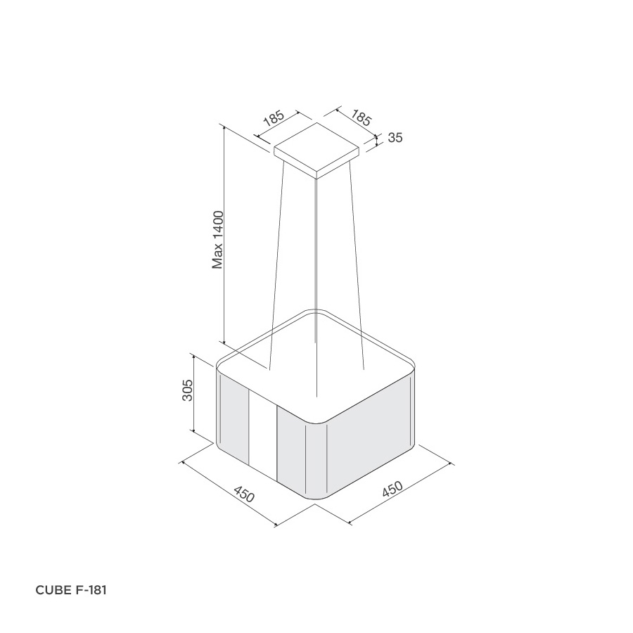 Máy hút mùi đảo Malloca Cube F181
