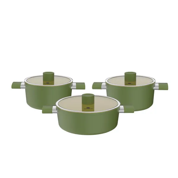Bộ nồi chống dính Ceramic Elmich Olive EL5220OV03 size 18,20,24cm
