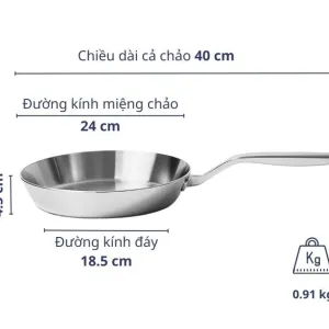 Chảo đúc inox 3 lớp đáy liền Tri-Ply Kaiyo KIP24 size 24cm