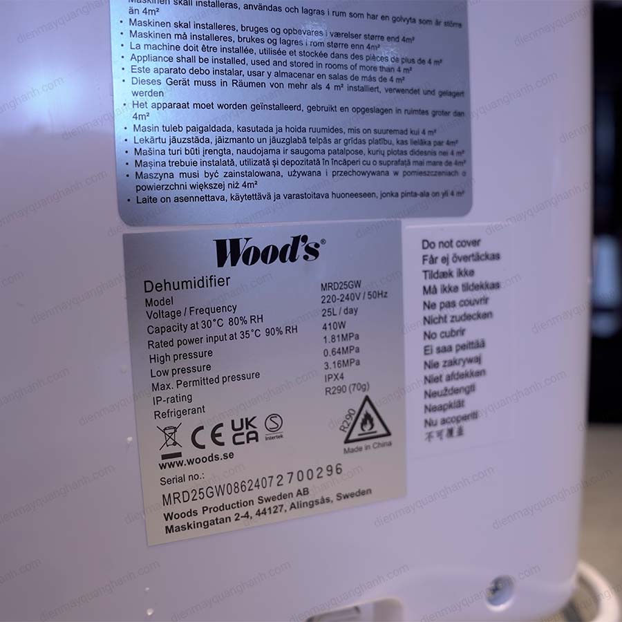 Ảnh thực tế Máy hút ẩm Wood’s MRD25GW