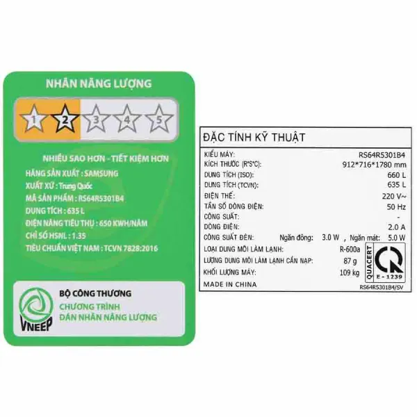 Tủ lạnh Samsung Inverter 635 lít RS64R5301B4/SV