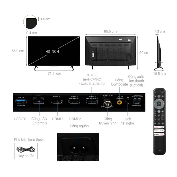 Google Tivi TCL AI 4K 43 inch 43P79B