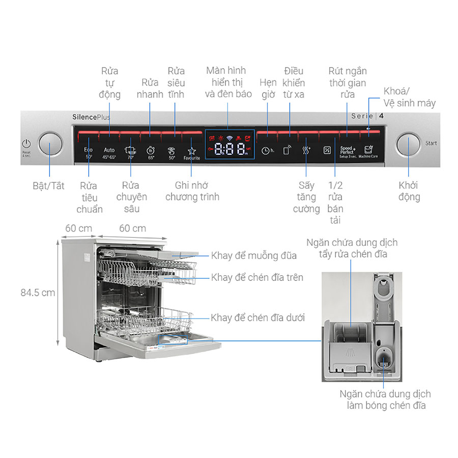 Máy rửa chén độc lập Bosch SMS4HMI07E Serie 4