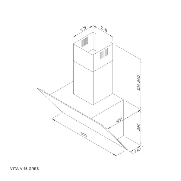 Máy hút mùi áp tường Malloca VITA V-15 Gres