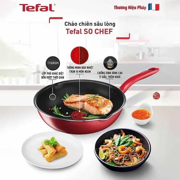 Chảo chiên sâu lòng Tefal So Chef G1358495 24cm