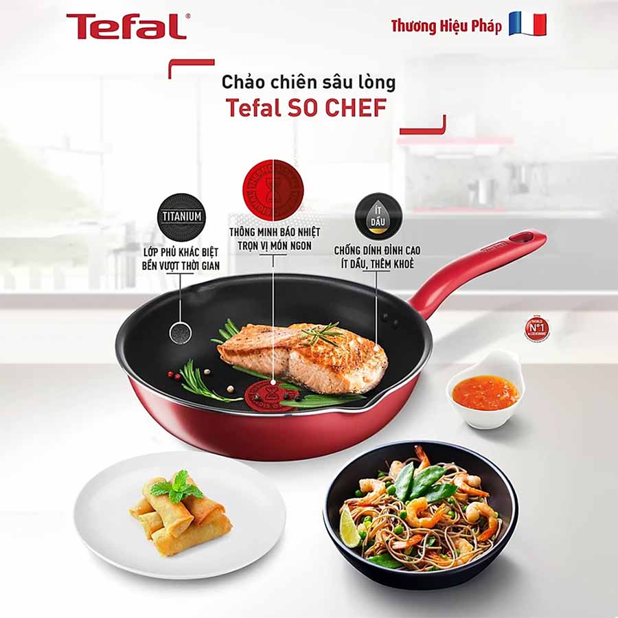 Chảo chiên sâu lòng Tefal So Chef G1358495 24cm