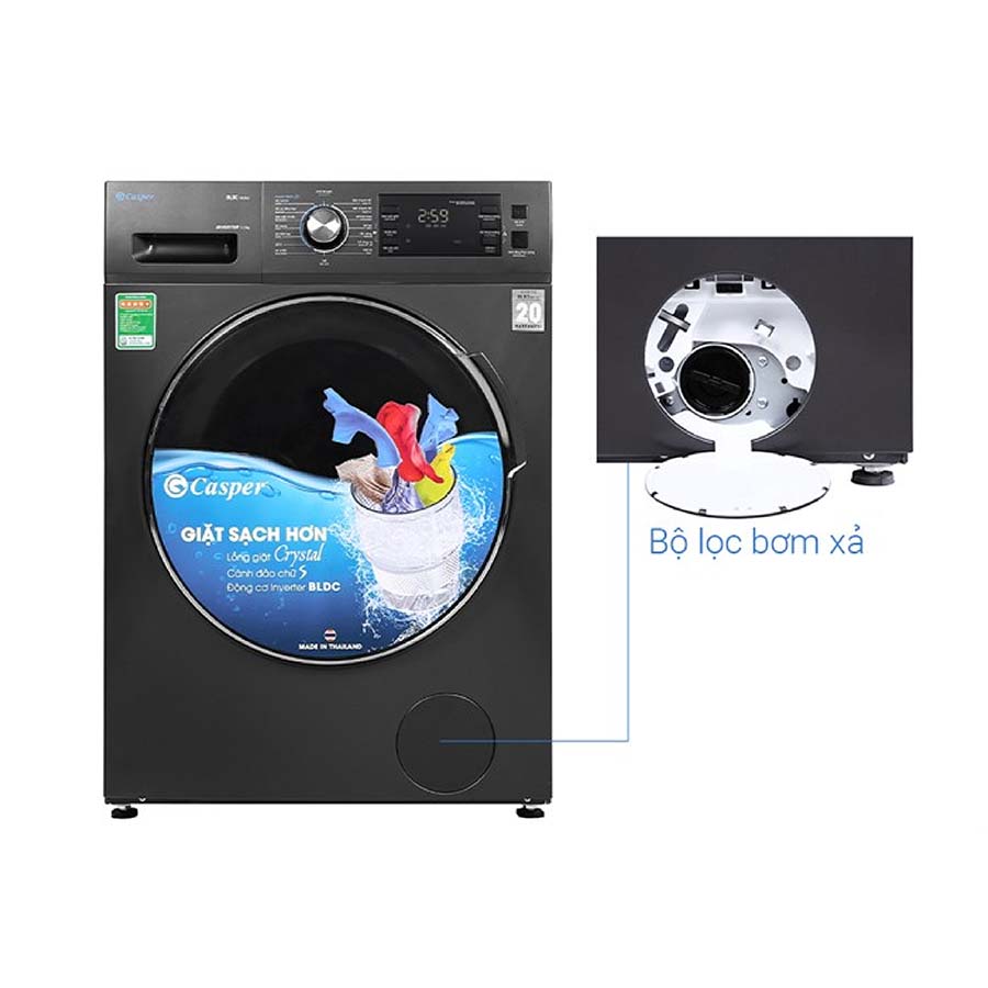 Máy giặt Casper Inverter 12.5 kg WF-125I140BGB