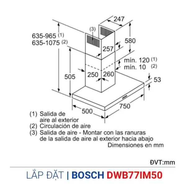 Máy hút mùi gắn tường Bosch DWB77IM50